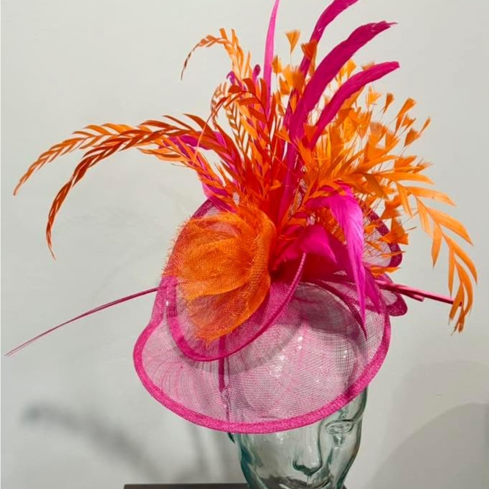 Vibrant Pink and Orange Fascinator